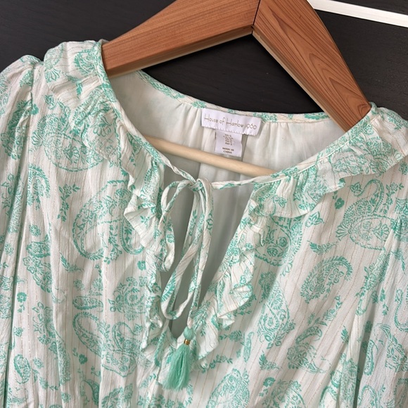 House of Harlow 1960 Paisley Print Long Sleeve Smocked Mini Dress - Picture 3 of 12